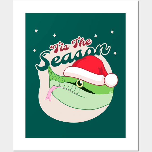 Rhino Rat Snake, Christmas Edition! Tis The Season Design Wall Art by anacecilia